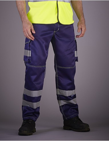 Y-HV018T-Hi-Vis Cargo Trousers With Knee Pad Pockets